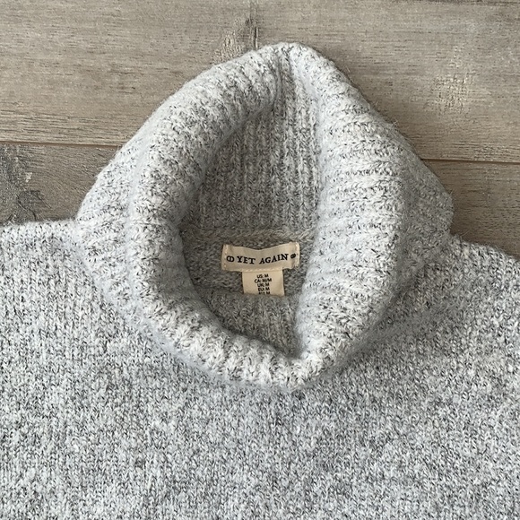 Yet Again Grey Wool Spandex Blend Long Turtleneck Sweater Dress Medium - Picture 7 of 13